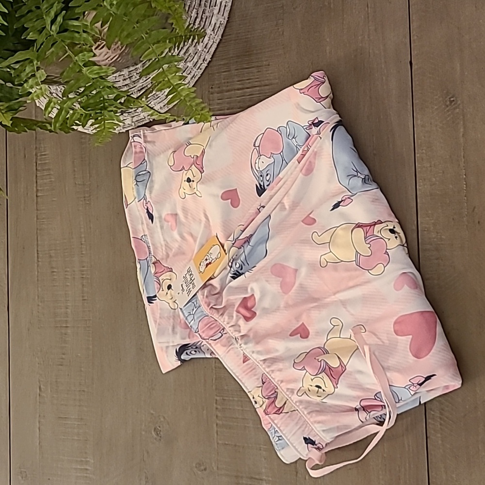 Disney Winnie The Pooh & Eeyore Hearts Pink Pajama Bottoms/Sleepwear